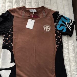 Marine Serre Brown and Red Graphic Tee